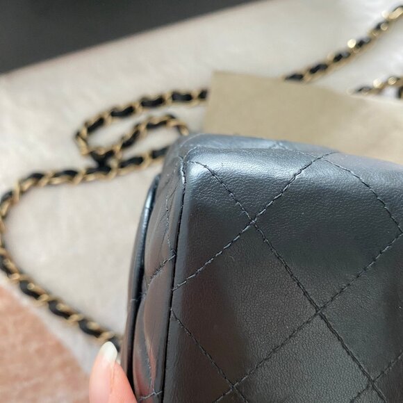 Chanel Lambskin Mini Square 24K Gold Plated Black Gold Hardware Box Dustbag - Picture 9 of 10